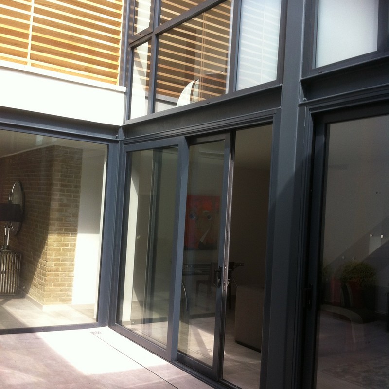 Anthracite aluminium sliding patio doors fitted in Northolt